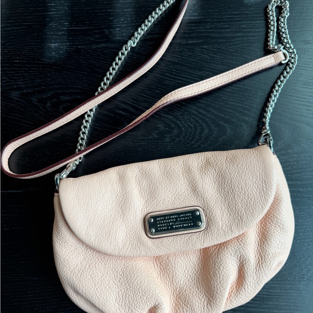 Marc by Marc Jacobs Light Pink Pebbled Leather Chain Crossbody